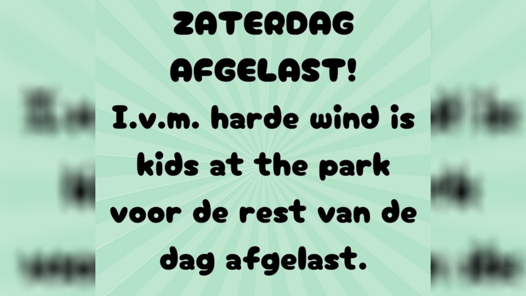 Kids at the Park voor zaterdag afgelast