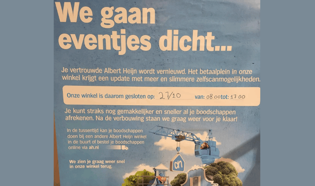 Albert Heijn XL in Stadshart 27 oktober dicht voor verbouwing