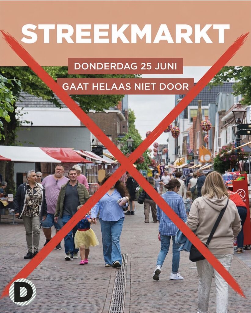 Streekmarkt afgelast vanwege extreme hitte en code oranje