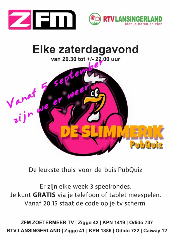 Nieuw seizoen De Slimmerik PubQuiz van start op ZFM en RTV Lansingerland